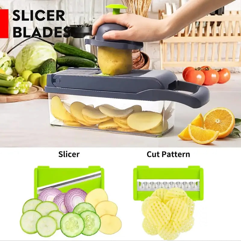 14 in 1 Multifunctional Vegetable Chopper - Kitchen Accessories for Cooking Prep, Grate Onions Quick, Onion & Potato Cut, Garlic Grater, Cutting Tool & Utensil Accessory