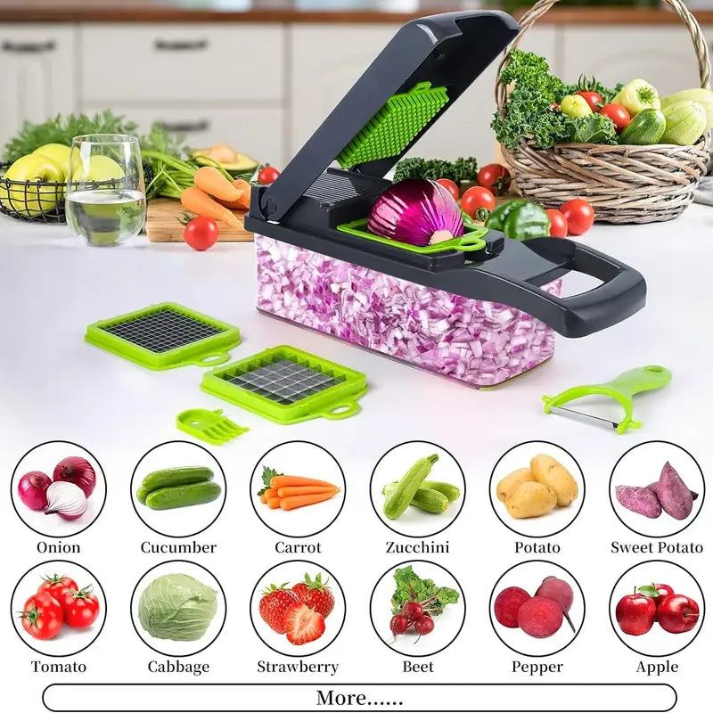 14 in 1 Multifunctional Vegetable Chopper - Kitchen Accessories for Cooking Prep, Grate Onions Quick, Onion & Potato Cut, Garlic Grater, Cutting Tool & Utensil Accessory
