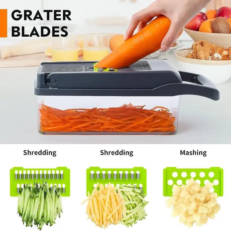 14 in 1 Multifunctional Vegetable Chopper - Kitchen Accessories for Cooking Prep, Grate Onions Quick, Onion & Potato Cut, Garlic Grater, Cutting Tool & Utensil Accessory