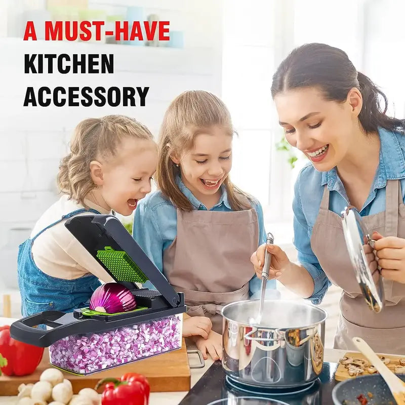 14 in 1 Multifunctional Vegetable Chopper - Kitchen Accessories for Cooking Prep, Grate Onions Quick, Onion & Potato Cut, Garlic Grater, Cutting Tool & Utensil Accessory