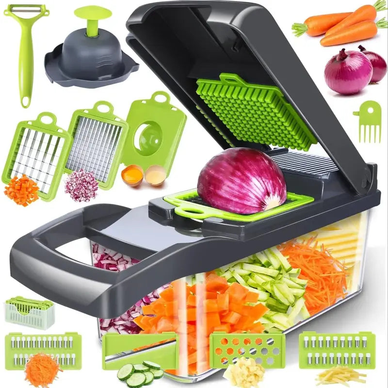 14 in 1 Multifunctional Vegetable Chopper - Kitchen Accessories for Cooking Prep, Grate Onions Quick, Onion & Potato Cut, Garlic Grater, Cutting Tool & Utensil Accessory