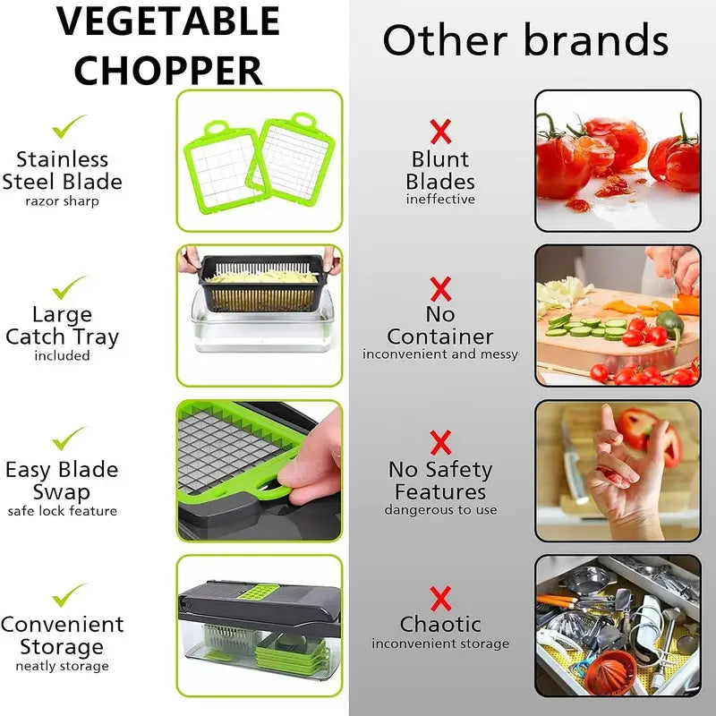 14 in 1 Multifunctional Vegetable Chopper - Kitchen Accessories for Cooking Prep, Grate Onions Quick, Onion & Potato Cut, Garlic Grater, Cutting Tool & Utensil Accessory